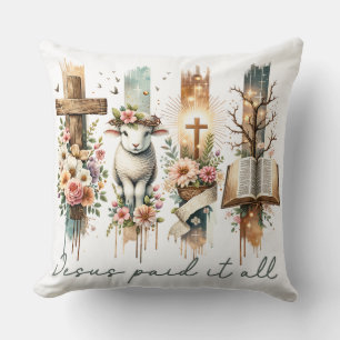 Inspirational Christian Jesus Paid It All Throw Pillow
