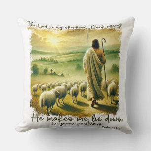 Inspirational Christian Lord Is My Shepherd Throw Pillow