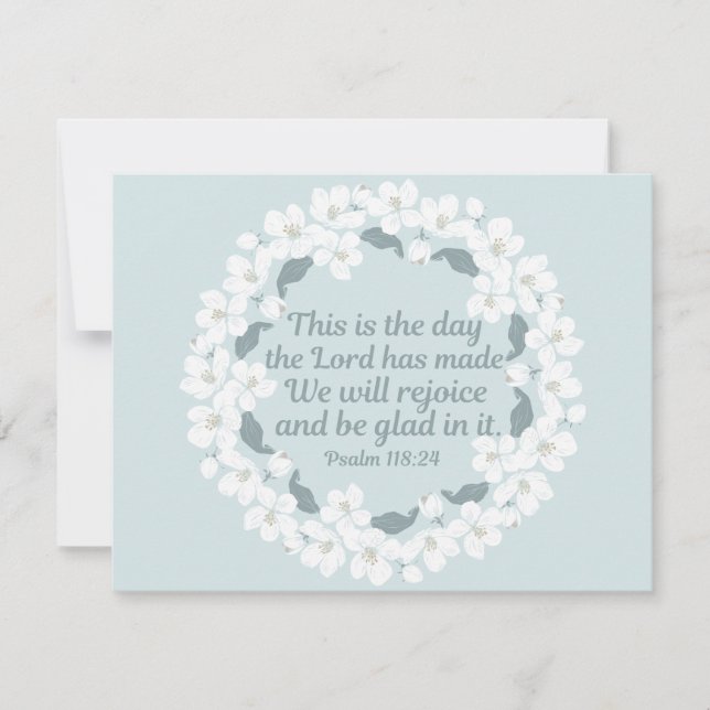 Inspirational Christian Psalm 118:24 Rejoice Card (Front)