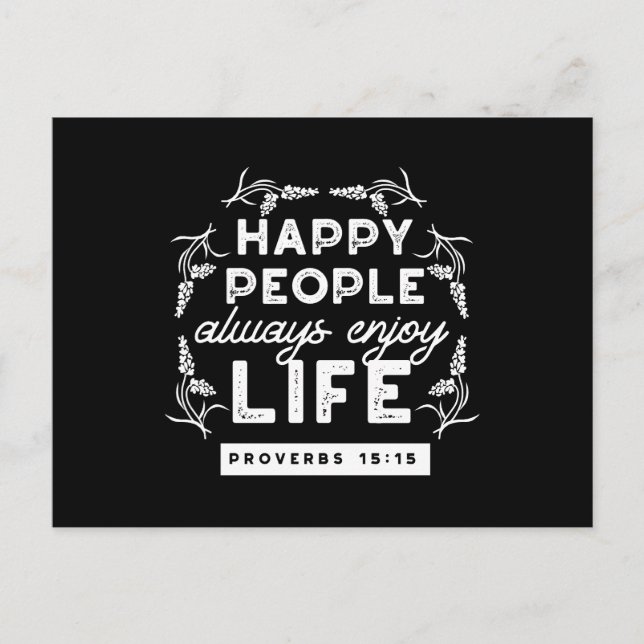 Inspirational Christian Quote from Proverbs 15:15 Holiday Postcard (Front)