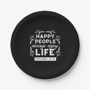 Inspirational Christian Quote from Proverbs 15:15 Paper Plate