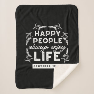 Inspirational Christian Quote from Proverbs 15:15 Sherpa Blanket