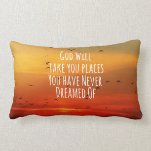 Inspirational Christian Quote: God Will Lumbar Pillow