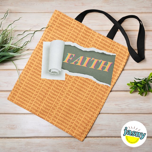 Inspirational Christian Scripture Faith Orange Tote Bag (Creator Uploaded)