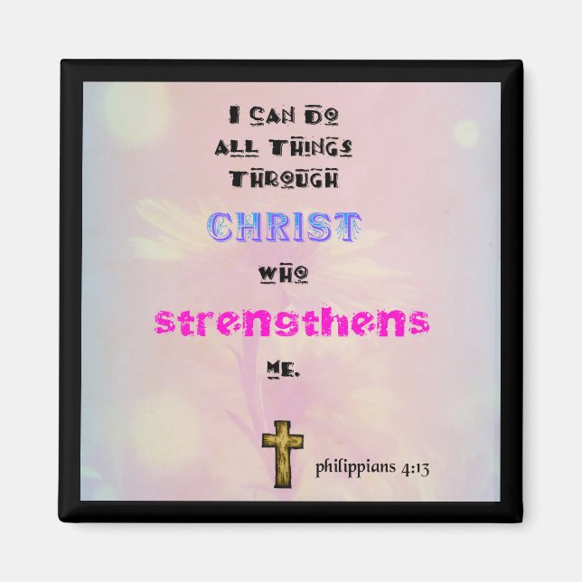 Inspirational Christian Scripture Quote Typography Magnet (Front)
