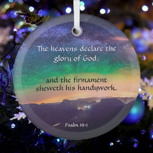 Inspirational Christian Verse Night Sky Christmas Glass Ornament