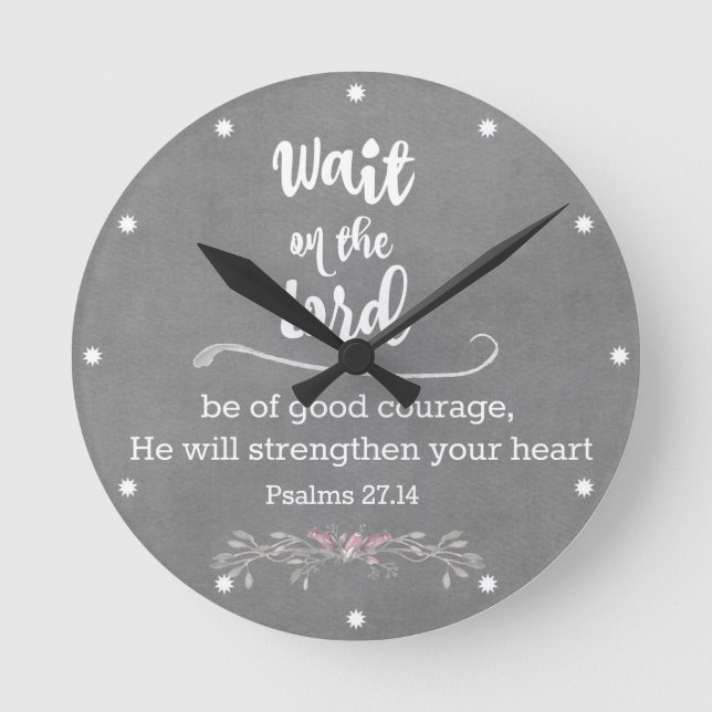 Inspirational Christian: Wait on The Lord Verse Round Clock (Front)