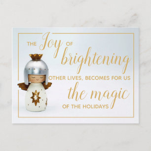 Inspirational Christmas quote w/ angel & gold text Postcard