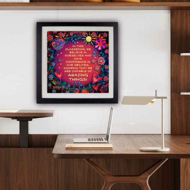 Inspirational Classroom Quote Sunshine  Floral Poster (Inspirational classroom Poster by Inspirivity)