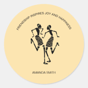 Inspirational, Colourful of Happiness Dance Classic Round Sticker