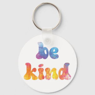 Inspirational Colourful Watercolor Be Kind Keychain