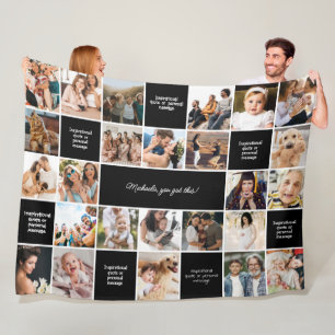 Inspirational Comfort Custom Messages & 25 Photos Fleece Blanket