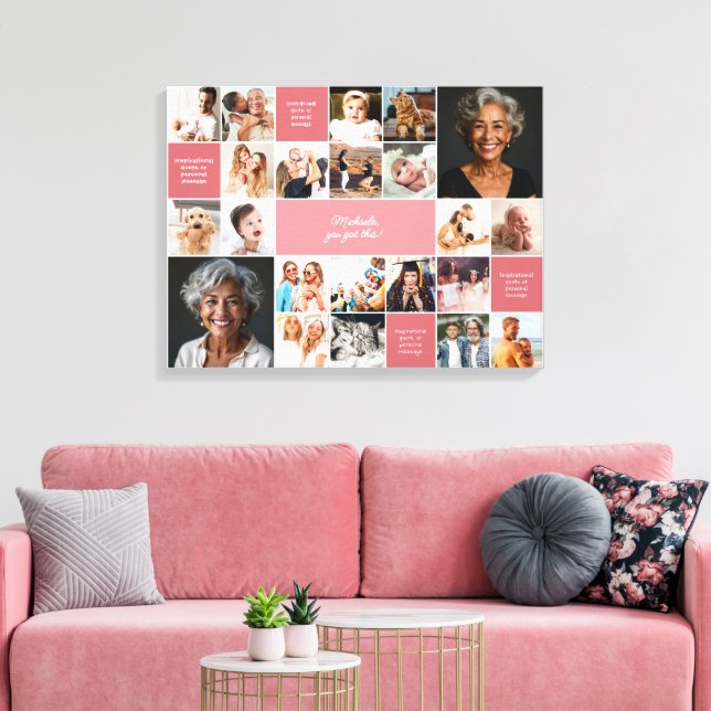 Inspirational Comfort Custom Text 22-Photo Collage Canvas Print (Insitu(LivingRoom))