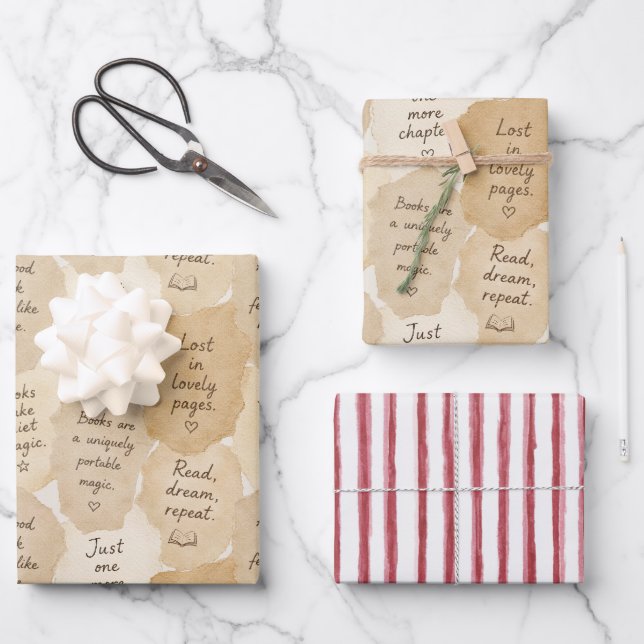 Inspirational Cream Books Magic   Wrapping Paper Sheet (Front)