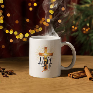 Inspirational Cross His Light Guides My Path Coffee Mug