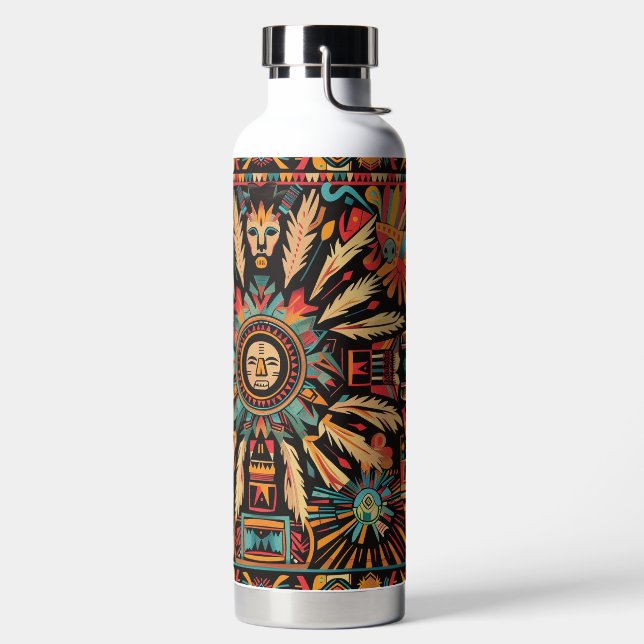 Inspirational Cyan "Aztec Dream" Insulated Bottle (Left)