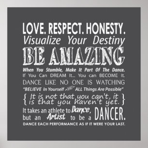 Inspirational Dance Quotes Poster- Grey Poster