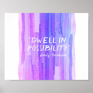 inspirational Dickinson literary quote purple blue Poster