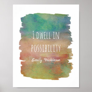 inspirational Dickinson literary  quote watercolor Poster