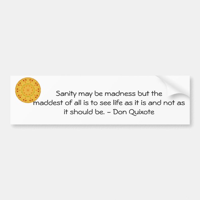 Inspirational Don Quixote quote Bumper Sticker (Front)