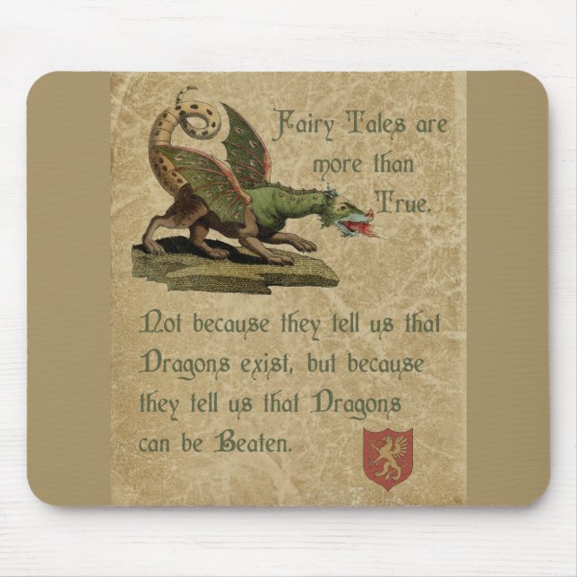 Inspirational Dragon Quote Antique Parchment Mouse Pad (Front)