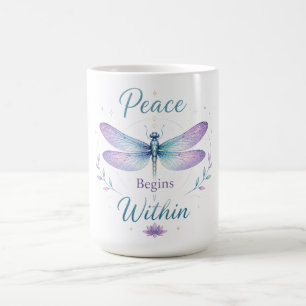 Inspirational Dragonfly/Peace Begins Within Coffee Mug