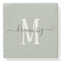 Inspirational Dream Big Monogram Initial Sage