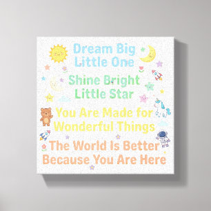 Inspirational Dream Quote for Baby Nursery Room Canvas Print