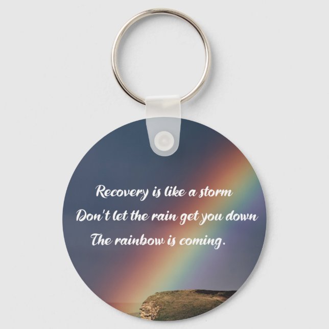 Inspirational Drug Addiction Recovery Rainbow Keychain (Front)
