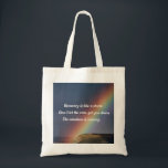 Inspirational Drug Addiction Recovery Rainbow Tote Bag<br><div class="desc">Recovery is like a storm. Don't let the rain get you down. The rainbow is coming. A motivational drug addiction recovery quote for encouragement with a beautiful inspirational rainbow image.</div>