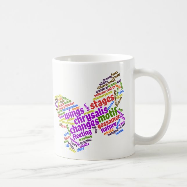 Inspirational Elegant Butterfly Tag Cloud Coffee Mug (Right)