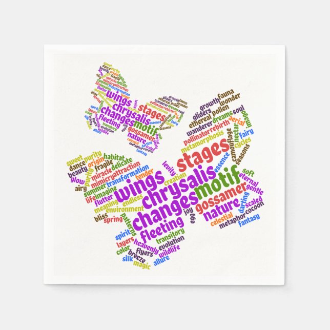 Inspirational Elegant Butterfly Tag Cloud Napkin (Front)