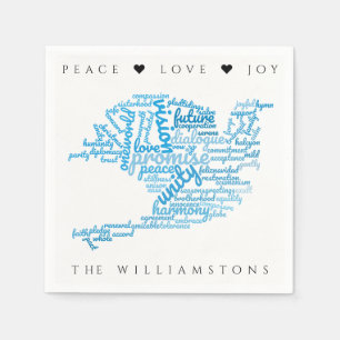 Inspirational Elegant Dove of Peace Tag Cloud Napkin