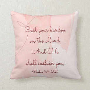 Inspirational Encouragement Bible Verse Psalm 55 Throw Pillow