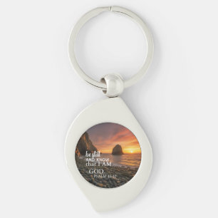 Inspirational Faith Psalm 46:10 Keychain