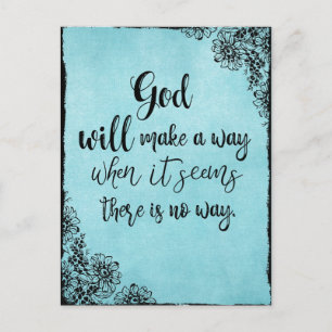 Inspirational Faith Quote  God will Make a Way Postcard