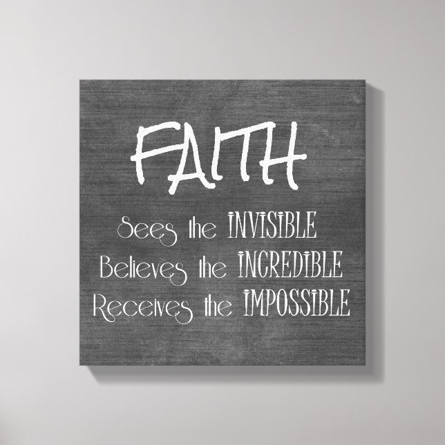 Inspirational Faith Quote Typography Canvas Print (Front)