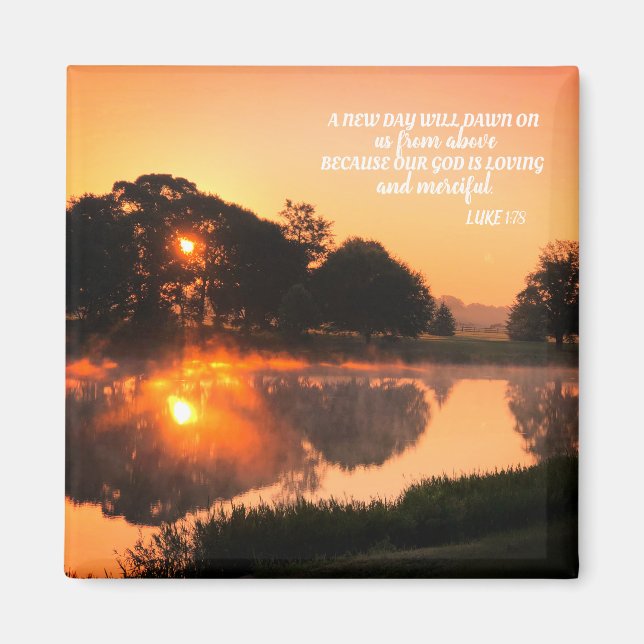 Inspirational Faith Sunrise Bible Verse Magnet (Front)