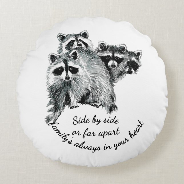 Inspirational Family Always in Your Heart Quote Round Pillow (Front)