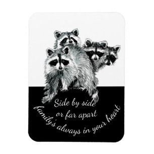Inspirational Family Quote Cute Watercolor Raccoon Magnet