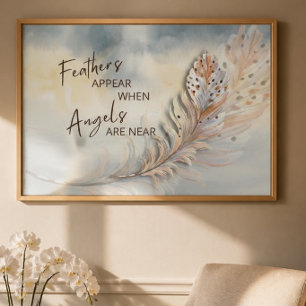 Inspirational Feather & Angel Quote Watercolor Poster
