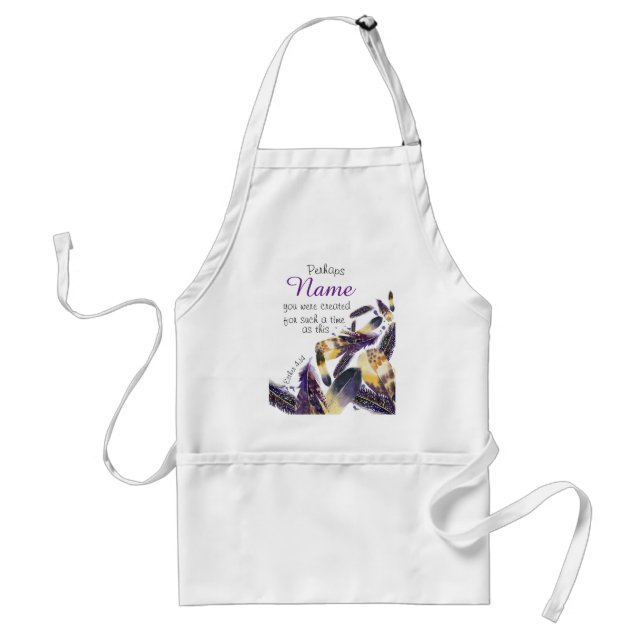 Inspirational Feather Esther Bible Verse Name Standard Apron (Front)
