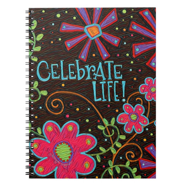 Inspirational, Floral, Celebrate Life Inspirivity Notebook (Front)