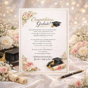 Inspirational Floral Graduation Message  Holiday Card