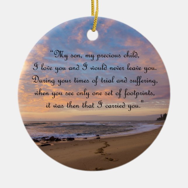 Inspirational Footprints Ending Ceramic Ornament (Front)