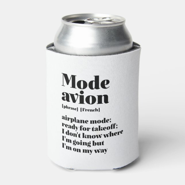 Inspirational French Travel Mode Avion Airplane Can Cooler (Can Front)