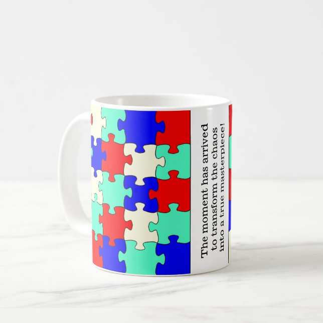 Inspirational Fun, Colourful Jigsaw Puzzle Pieces Coffee Mug (Front Left)