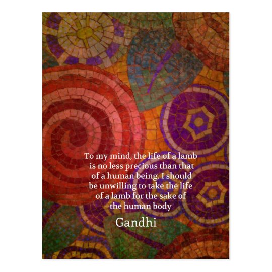 Inspirational Gandhi animal rights quote ART Postcard