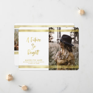 Inspirational Gold Stripe Photo Graduation Announcement