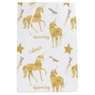 Inspirational Gold Unicorns Stars     Medium Gift Bag